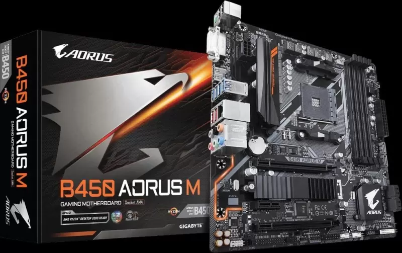 GIGABYTE B450 AORUS M MicroATX SocketAM4 - PCパーツ